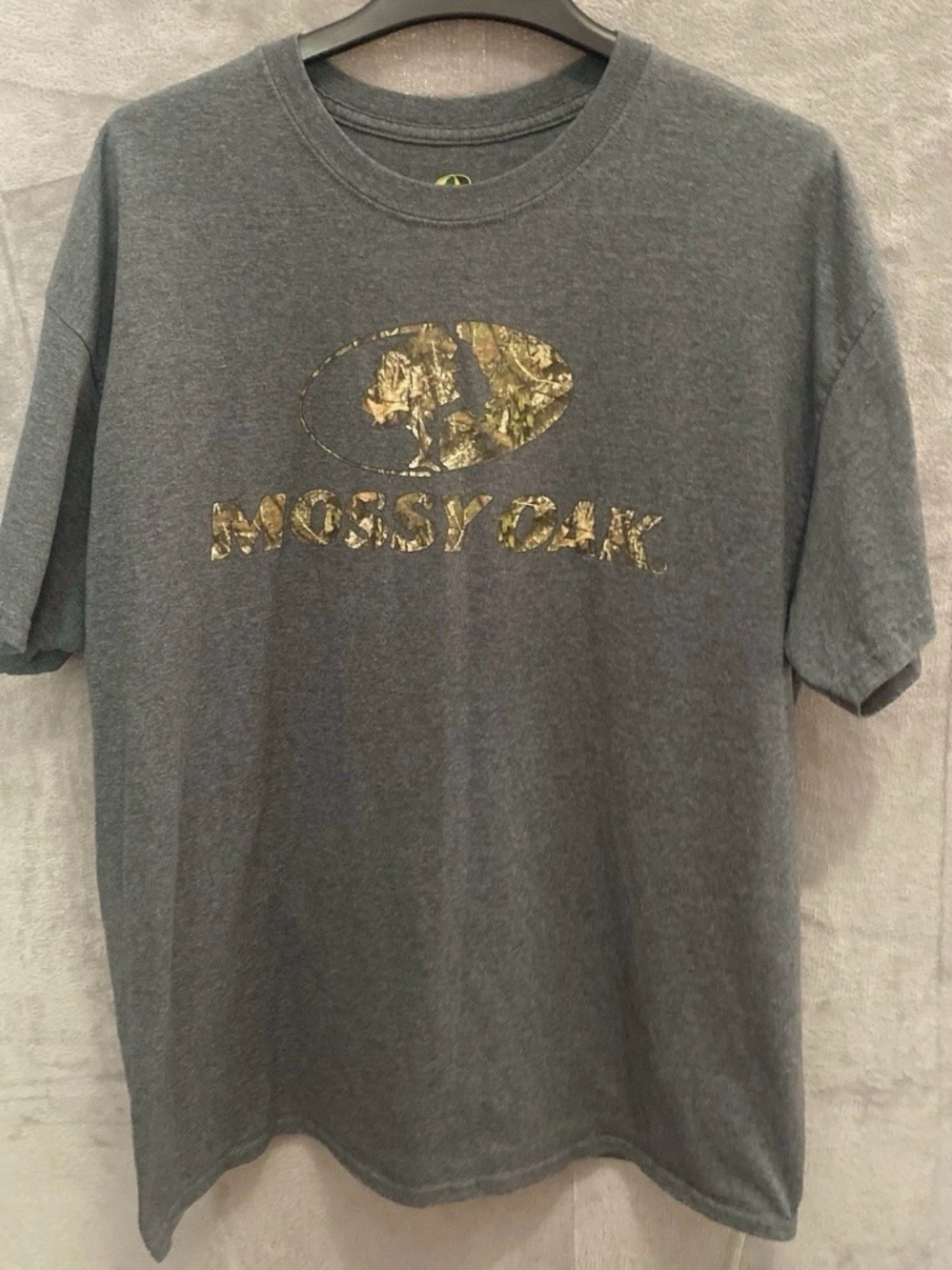 Mossy Oak Men’s XL Gray Graphic Logo Crew Neck Short Sleeve T-Shirt Outdoor Hunt